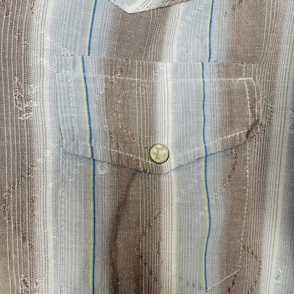 Scully Western Cantina Striped Multi-Bottom Pearl Snap Long Sleeve Top Small - Picture 3 of 8